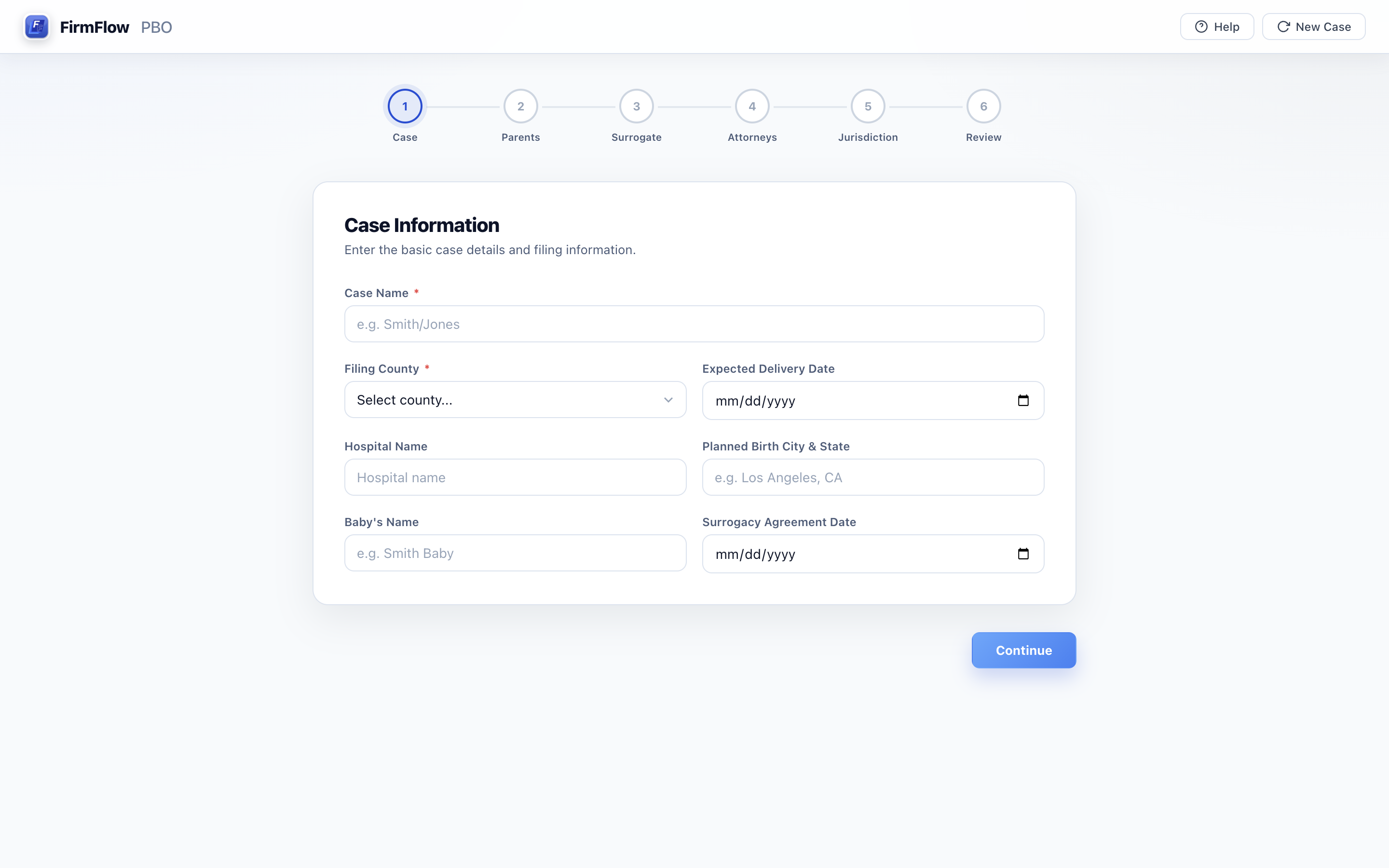 FirmFlow PBO case information screen